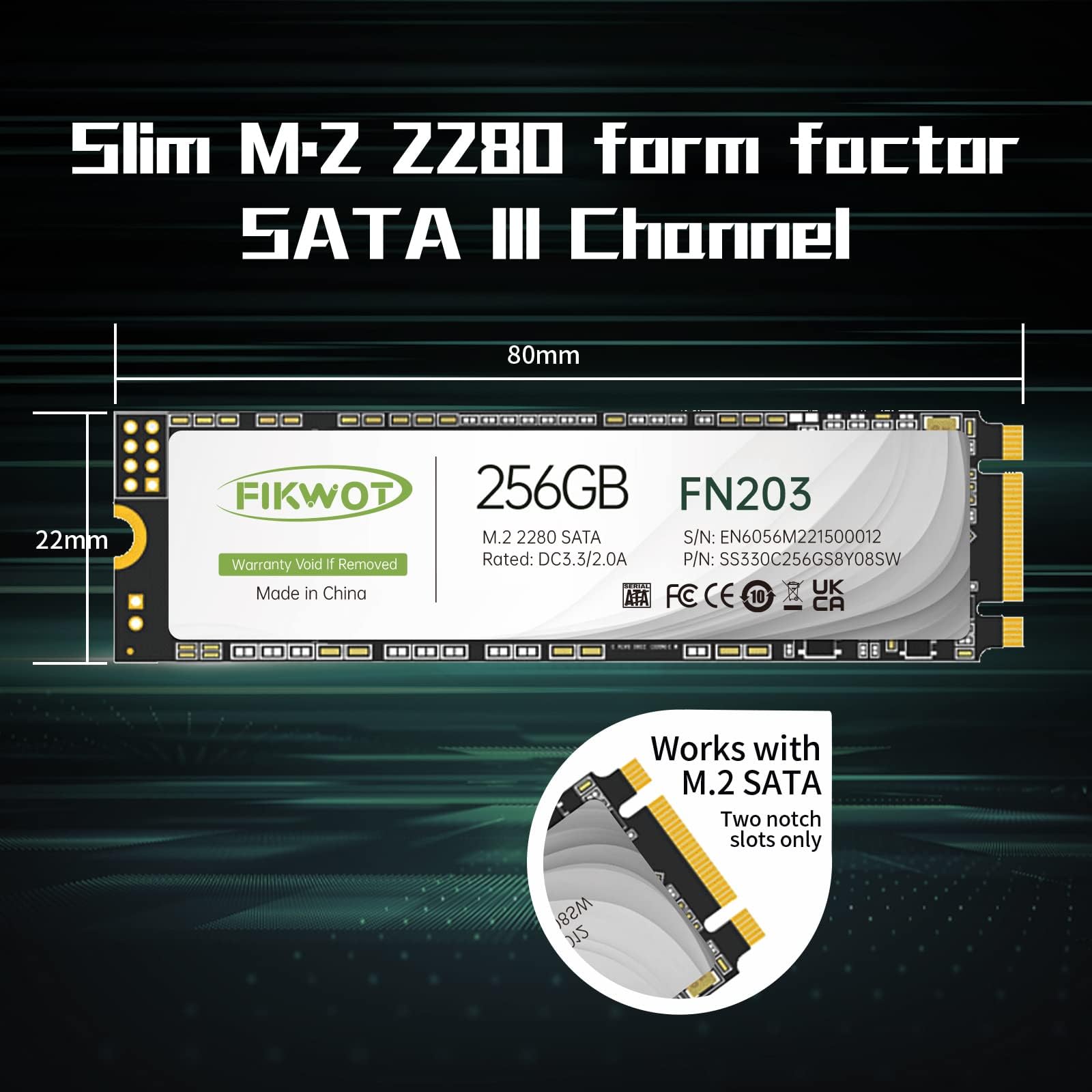 Amazon | Fikwot FN203 256GB M.2 SATA SSD - SLC キャッシュ 3D NAND